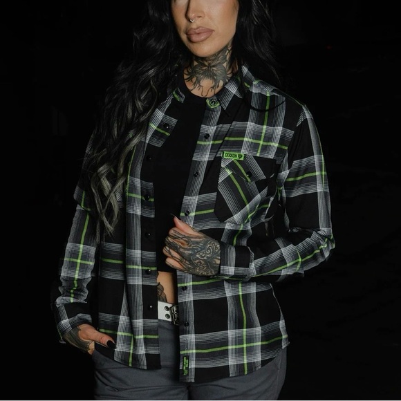 Gas Monkey Garage Tops - Dixxon X Gas Monkey Garage Flannel Women’s M Snap Grunge Punk Biker